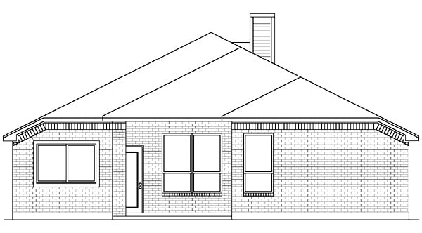 Traditional Rear Elevation of Plan 89973