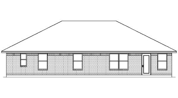 Traditional Rear Elevation of Plan 89974