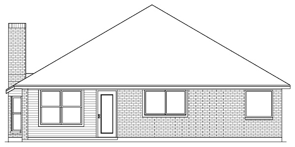 Traditional Rear Elevation of Plan 89975