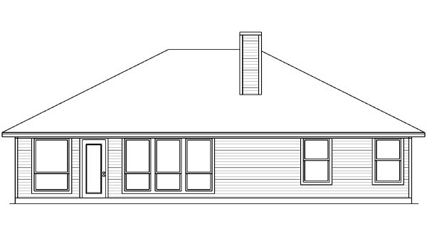 Traditional Rear Elevation of Plan 89978