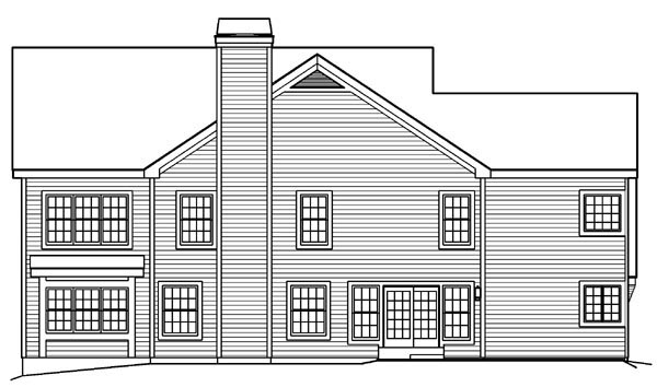 Colonial Traditional Rear Elevation of Plan 90198