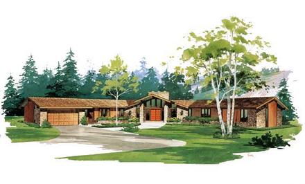 Contemporary One-Story Ranch Retro Elevation of Plan 90204