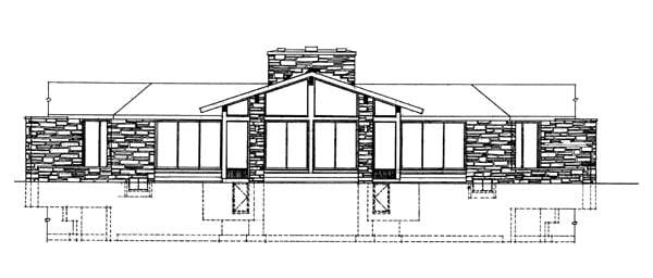 Contemporary One-Story Ranch Retro Rear Elevation of Plan 90204