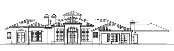 Mediterranean Ranch Southwest Rear Elevation of Plan 90205