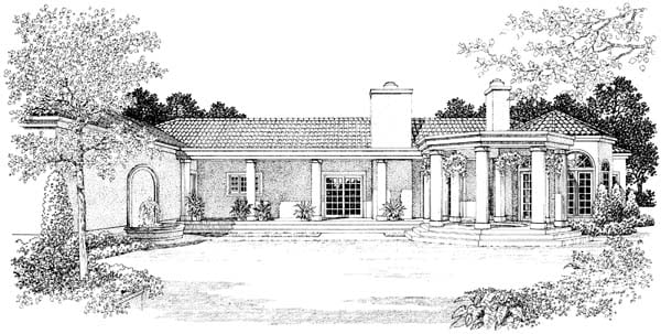 Mediterranean Rear Elevation of Plan 90209