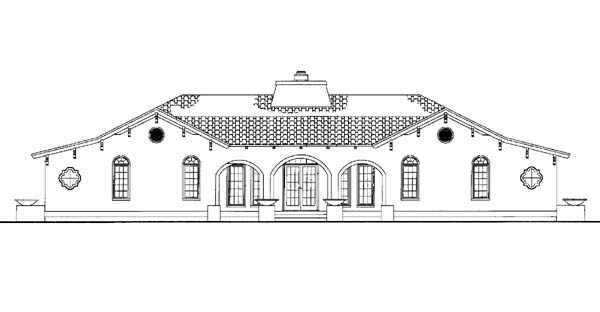 Mediterranean Rear Elevation of Plan 90210