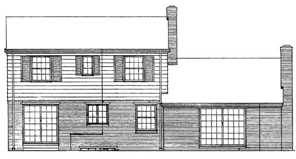 Colonial Country Rear Elevation of Plan 90217