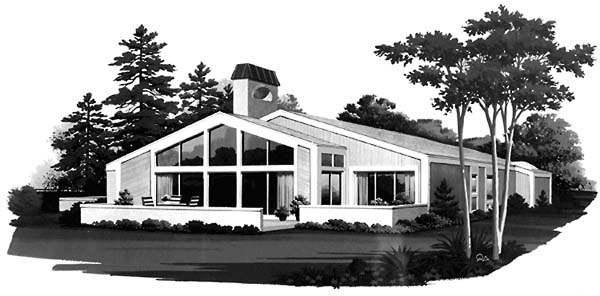 Contemporary Rear Elevation of Plan 90224