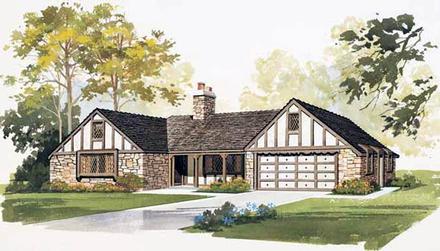 Country European One-Story Ranch Elevation of Plan 90225