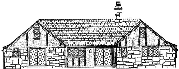 Country European One-Story Ranch Rear Elevation of Plan 90225