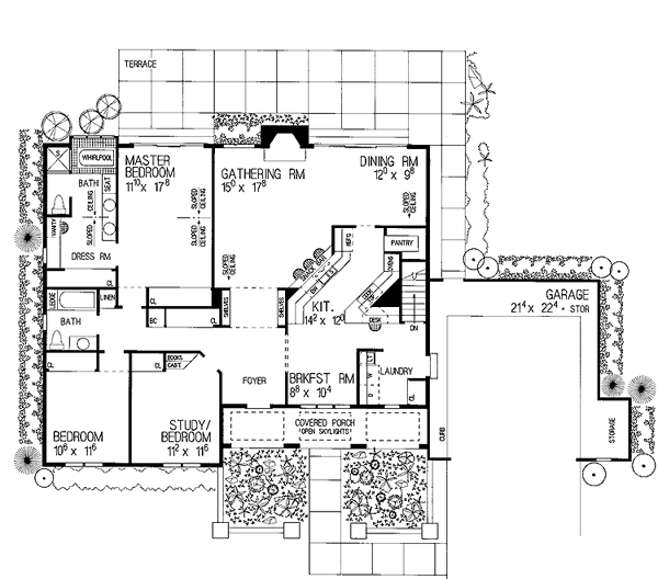 Ranch Southwest Level One of Plan 90226