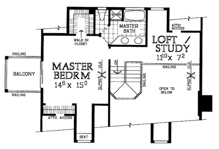 House Plan 90230 Second Level Plan