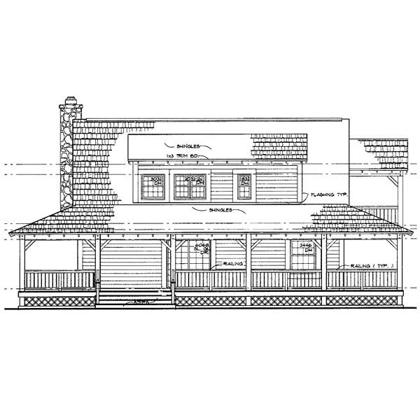 Country Rear Elevation of Plan 90230