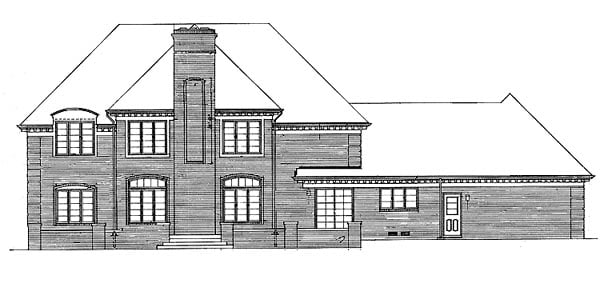 Colonial European Southern Rear Elevation of Plan 90232