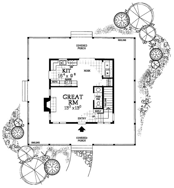 Country Farmhouse Southern Level One of Plan 90234
