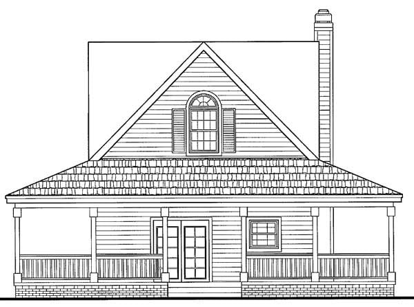 Country Farmhouse Southern Rear Elevation of Plan 90234