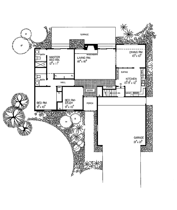 One-Story Ranch Level One of Plan 90235