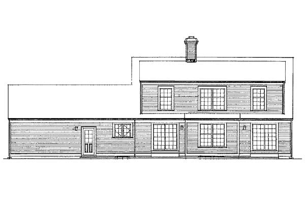 Colonial Rear Elevation of Plan 90241