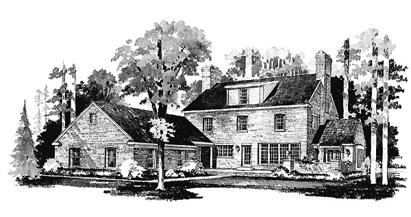 Colonial Rear Elevation of Plan 90246