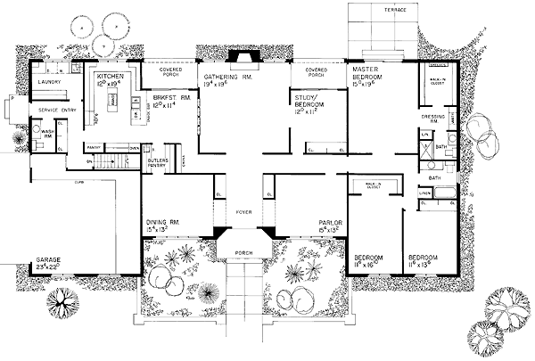 One-Story Ranch Level One of Plan 90247
