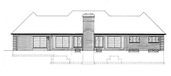 One-Story Ranch Rear Elevation of Plan 90247