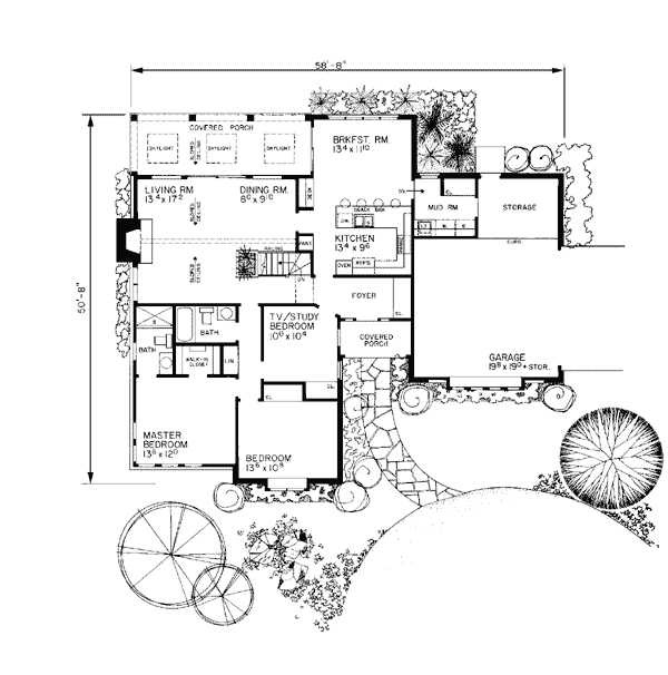 One-Story Ranch Level One of Plan 90249