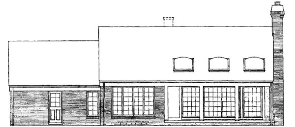 One-Story Ranch Rear Elevation of Plan 90249