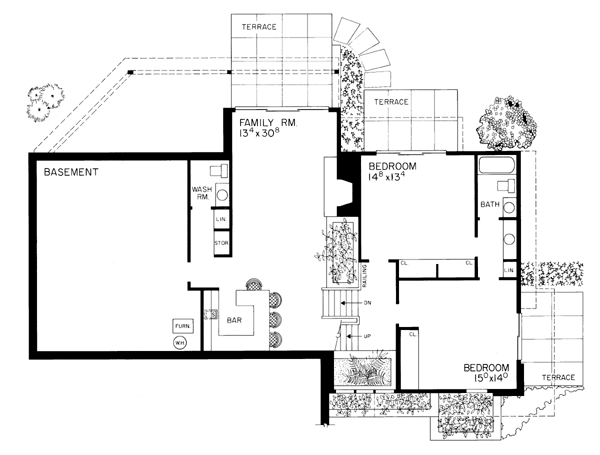 Contemporary Lower Level of Plan 90254