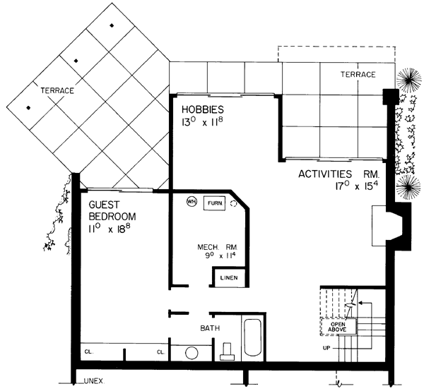 Contemporary Lower Level of Plan 90255