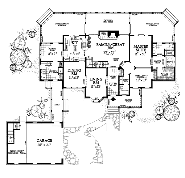 Country Farmhouse Victorian Level One of Plan 90261