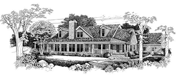 Country Farmhouse Victorian Rear Elevation of Plan 90261