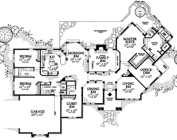 Colonial Ranch Traditional Level One of Plan 90263