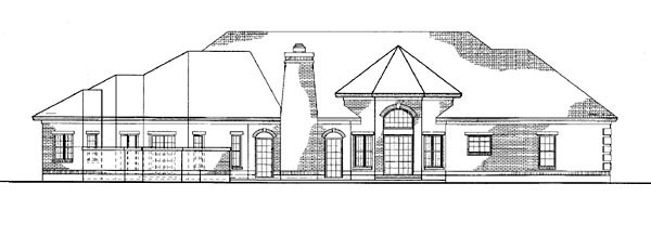 Colonial Ranch Traditional Rear Elevation of Plan 90263