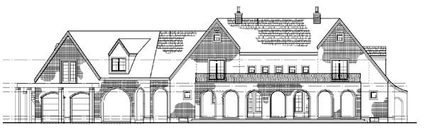 European Traditional Rear Elevation of Plan 90266