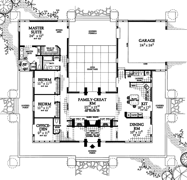 Craftsman Prairie Style Level One of Plan 90270