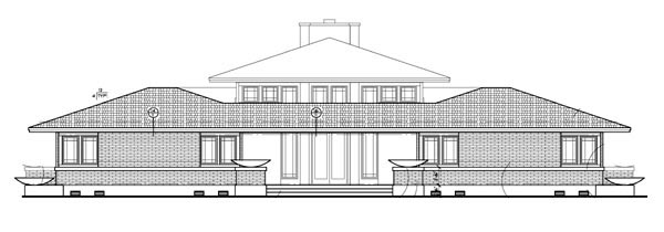 Craftsman Prairie Style Southwest Rear Elevation of Plan 90271