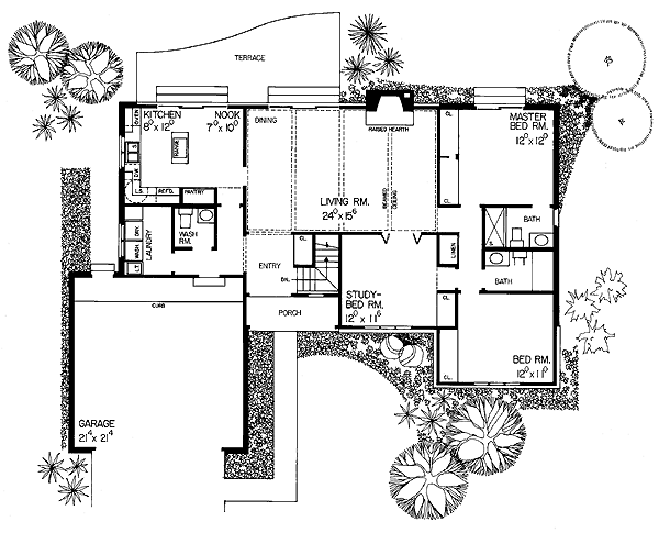 One-Story Ranch Level One of Plan 90276