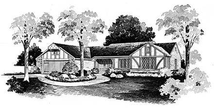 One-Story Ranch Elevation of Plan 90276