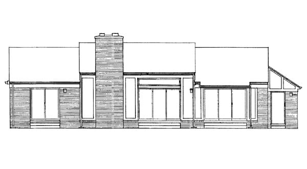 One-Story Ranch Rear Elevation of Plan 90276