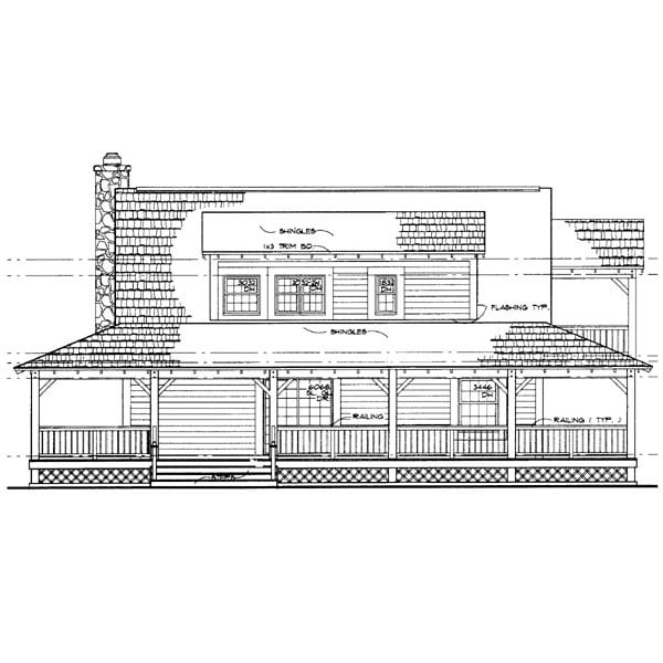 Country Farmhouse Rear Elevation of Plan 90280