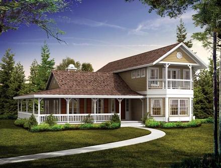 Country Farmhouse Victorian Elevation of Plan 90281