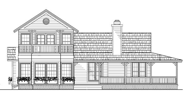 Country Farmhouse Victorian Rear Elevation of Plan 90281