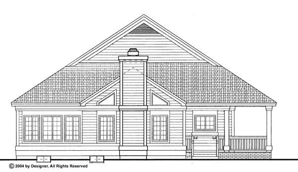 Cottage Country Ranch Rear Elevation of Plan 90282