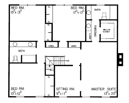 House Plan 90284 Second Level Plan