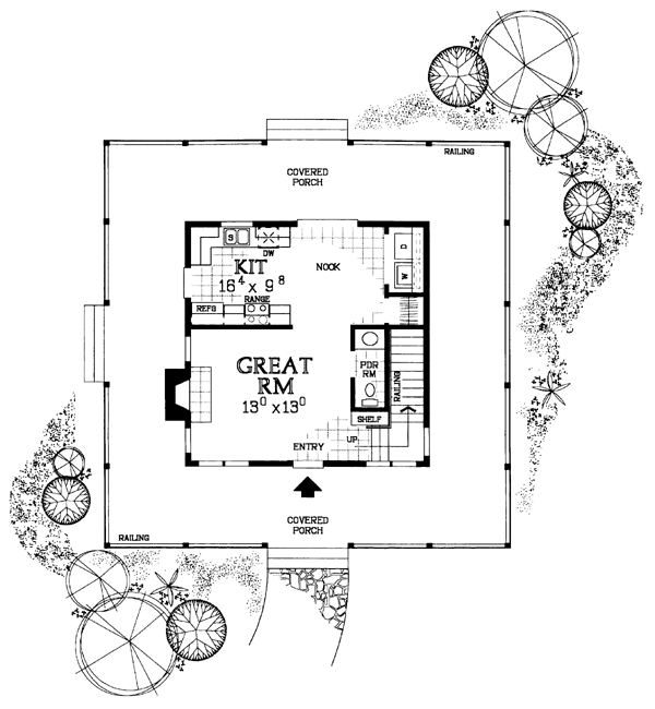 Cottage Country Farmhouse Southern Level One of Plan 90287