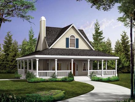 Cottage Country Farmhouse Southern Elevation of Plan 90287