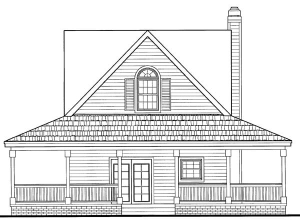 Cottage Country Farmhouse Southern Rear Elevation of Plan 90287