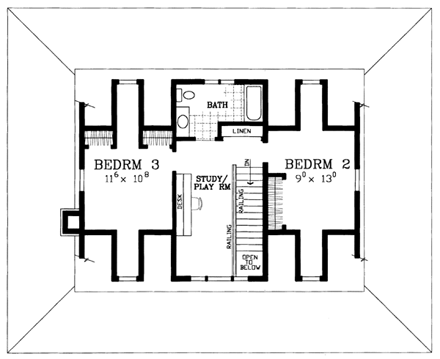 House Plan 90288 Second Level Plan