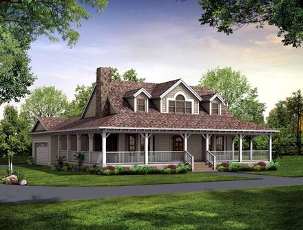 Country Farmhouse Victorian Elevation of Plan 90288