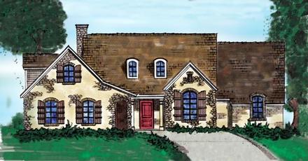 Country European One-Story Elevation of Plan 90300